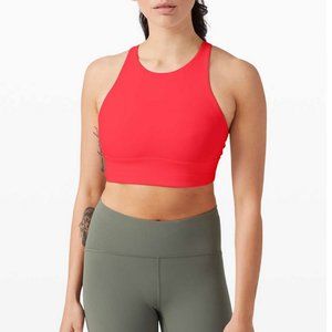 lululemon Energy Bra High Neck Long Line in Carnation Red sz 8